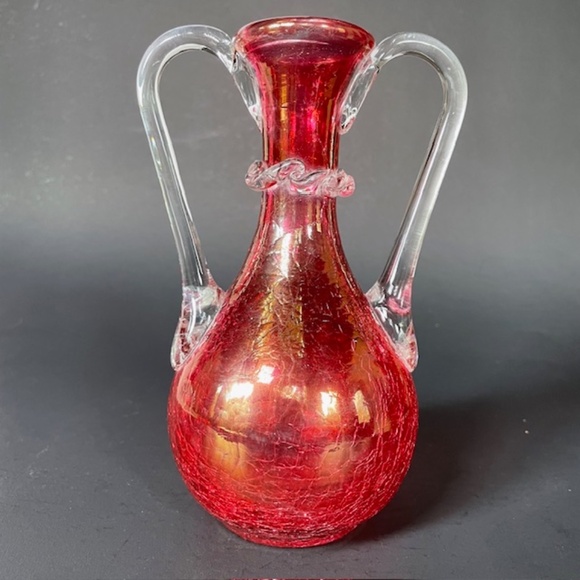 Vintage Hand-blown Crackle Glass Vase - Picture 4 of 5